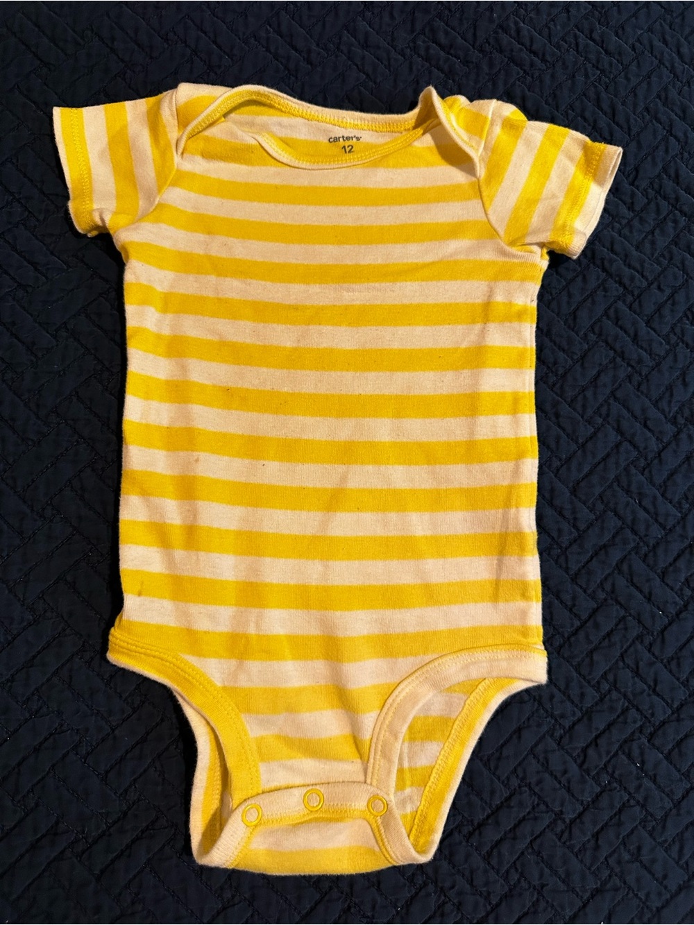 Carter's Yellow Stripe Short-Sleeve Baby One-Piece Bodysuit size 12 Months